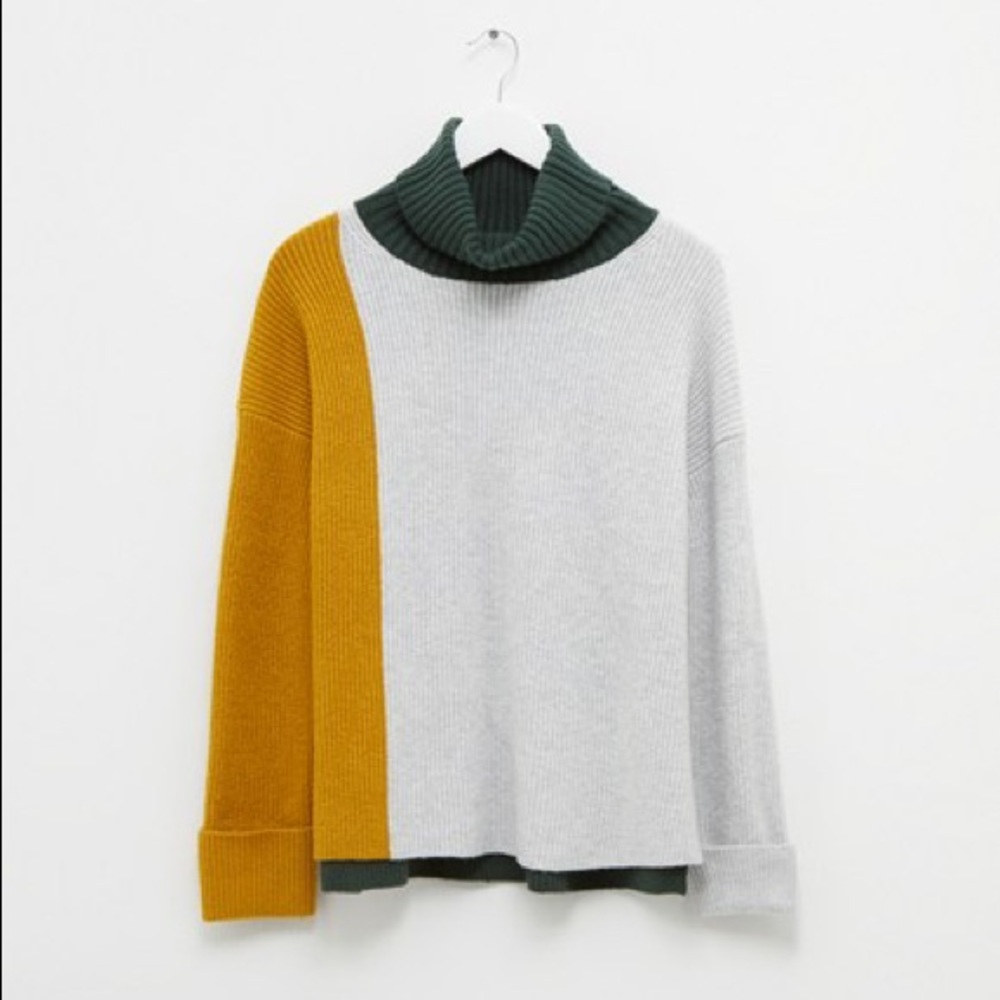 french connection COLOR BLOCK ROLL NECK sweater